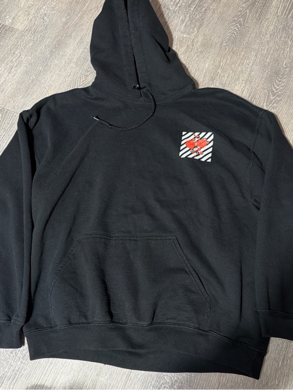 Artist Union Clothing Co. Black Hoodie with Red Heart Graphic